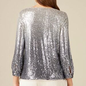 Cable & Gauge Shimmering Silver Sequin Top